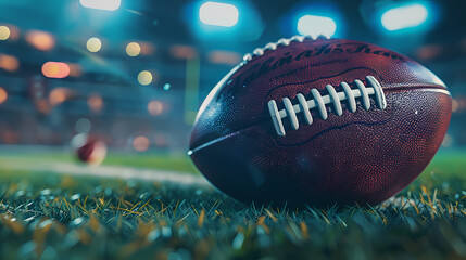 Close-up of American football on the field