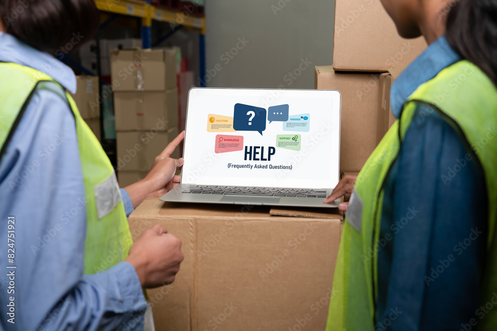 Poster help screen on the website provide answer to faq frequently asked question snugly with knowledge inf
