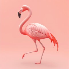 Soft Pink Flamingo Create a 3D flamingo icon in soft pink, AI Generative