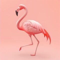 Fototapeta premium Soft Pink Flamingo Create a 3D flamingo icon in soft pink, AI Generative