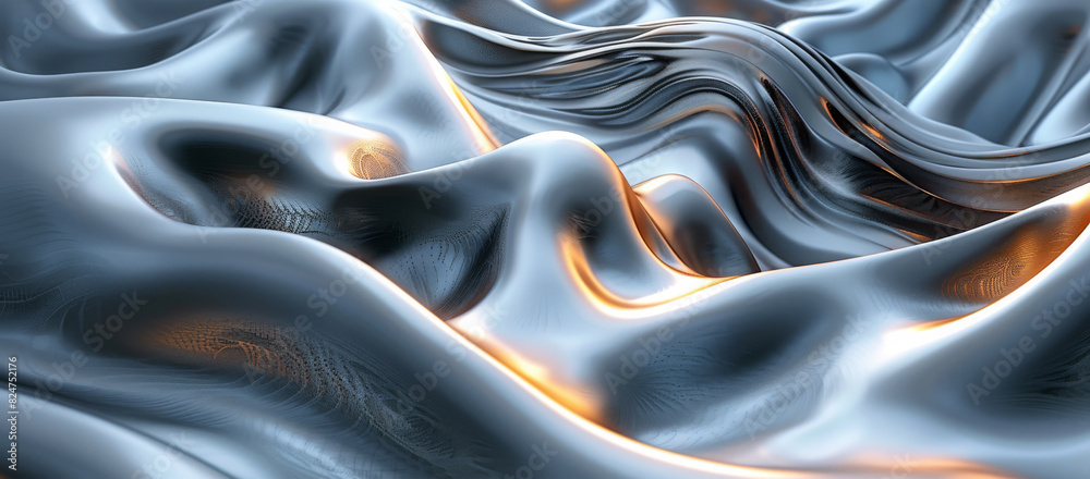 Aufkleber abstract 3d render with metal shape modern futuristic dynamic wave background, minimalism. generativ