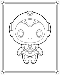 Cute robot suitable for children's coloring page vector illustration