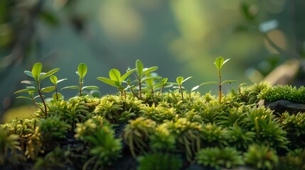 Forest moss and trees poster background