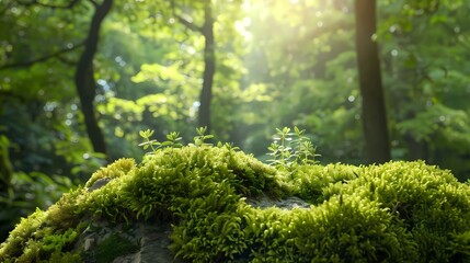 Forest moss and trees poster background