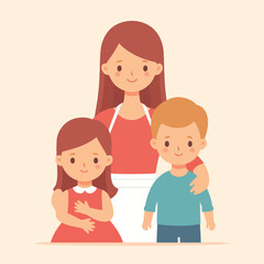 mother with two child