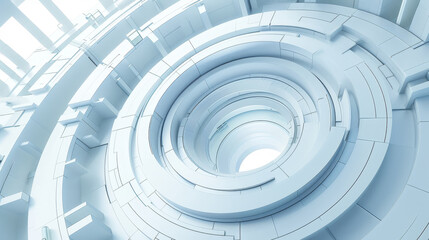 Obraz premium Abstract architecture background: 3D white building, futuristic design.