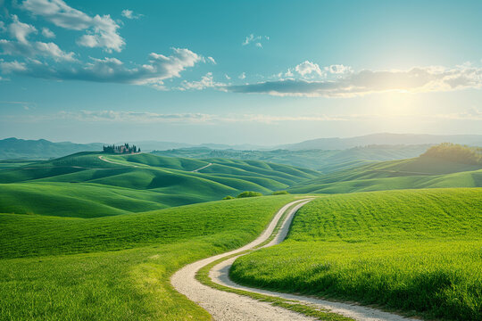 Landscape with road and mountains