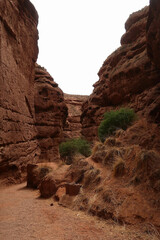 gorge, canyon, river bed canyon, arid soil, terracotta shades, tourist route