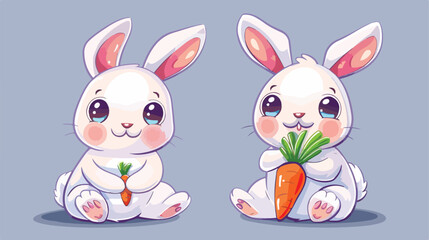 Plush bunny with carrot. Soft toy cartoon icon Cartoon