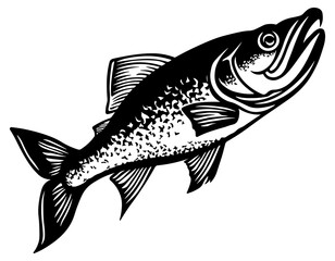 black silhouette of fish without background