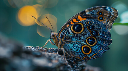 Owl butterfly on a tree trunk macro shot - Powered by Adobe