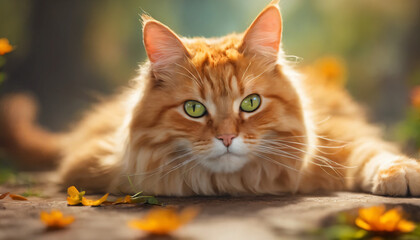 Obraz premium cat in the garden