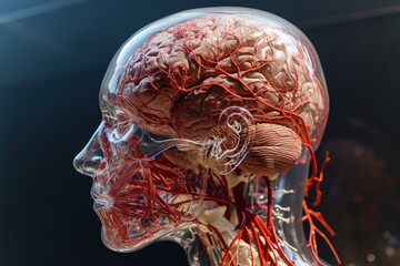 High-resolution image showcasing the complex network of blood vessels in the human head