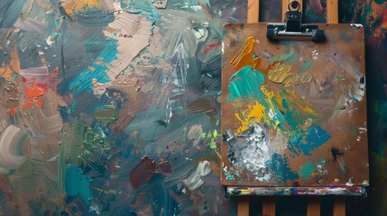 A brush texture pattern is displayed on the clipboard, the artist's workspace