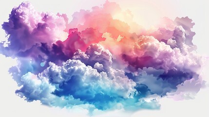 With a transparent background, the clouds and sky are colorful in PNG format