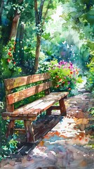 The benches in the park forest