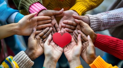 The hands are making a heart sticker, transparent background, diversity