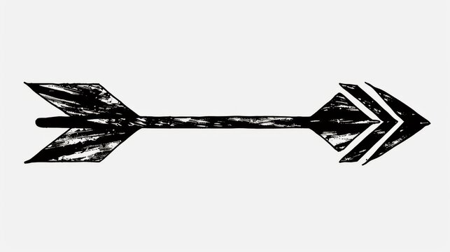 The hand drawn arrow sticker has a transparent background and a black simple design.
