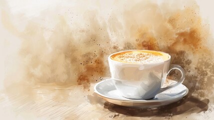 Illustration of a cappuccino latte coffee cup in PNG format