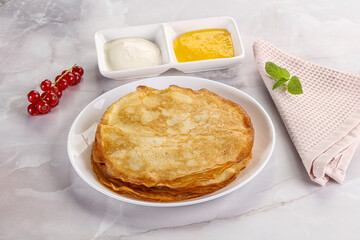 Sweet homemade thick baked pancakes