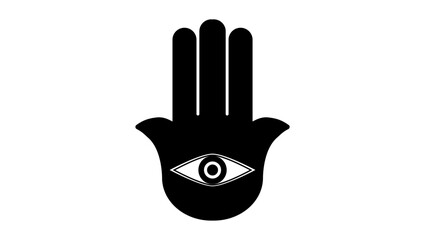 Hamsa Evil Eye, black isolated silhouette