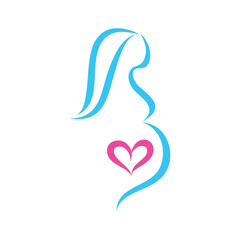 Simple Pregnancy Woman Icon Logo Design