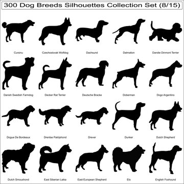 Set of Dog Breeds Silhouettes Bundle Collection Set of 300 Dog Silhouettes Isolated Part 8
