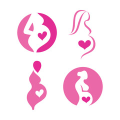 Simple Pregnancy Woman Icon Logo Design