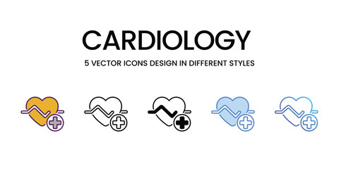 Cardiology  Icons different style vector stock illustration