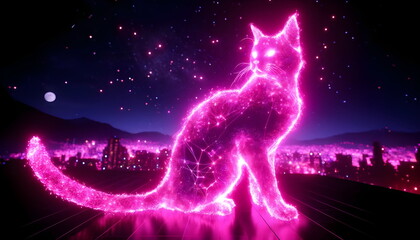 Explore the vibrant essence of neon in this glowing animal artwork, perfect for background imagery. The painting vividly portrays a creature illuminated by neon colors