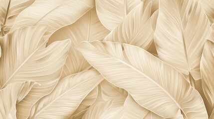 Decorative background design resource featuring cream bird of paradise leaves