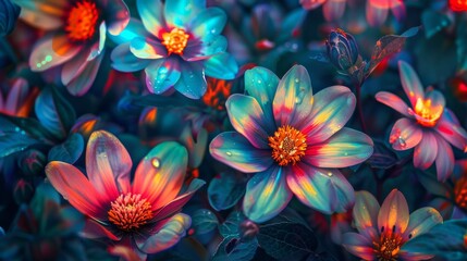 Wallpaper with colorful flower backgrounds, trippy aesthetics
