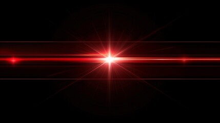 Reflection of red light on a black background caused by a neon lens flare