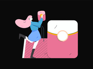 Holiday shopping people doing e-commerce online shopping flat vector concept operation hand drawn illustration
