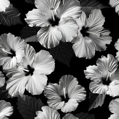 black and white flowers petrean AI generated 
