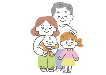 幸せな4人家族のイラスト