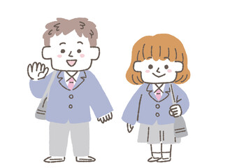 爽やかな学生の男女のセット