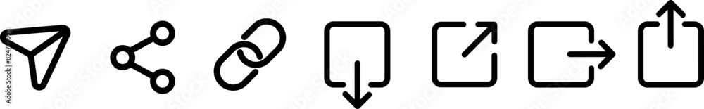 Aufkleber icon set of link. link, share link, external link black vector icon set. isolated symbols on transpa