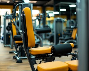 High-quality image of new gym equipment in state-of-the-art indoor fitness center