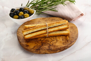 Crispy grissini italian bread heap