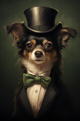 An elegant dachshund dog wearing a top hat