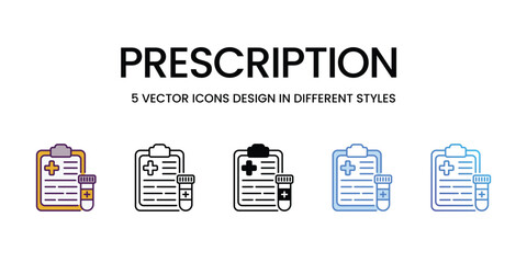 Prescription  Icons different style vector stock illustration