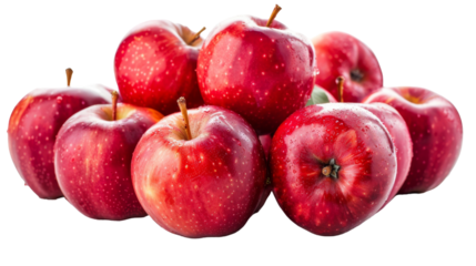 A pile of red apples is neatly stacked on top of each other