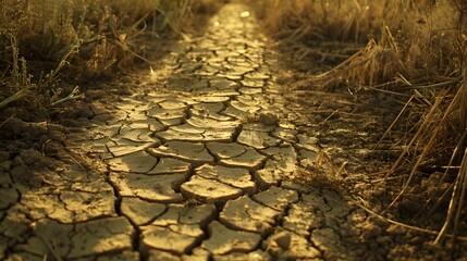 Drought area due to lack of rain and prolonged dry periods. Concept: water supply