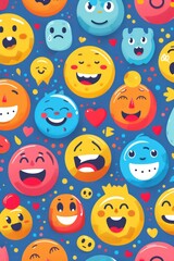 Naklejka premium Background with various emojis. Flat illustration. World Emoji Day