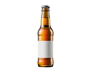 bottle of beer with a blank label isolated on transparent background