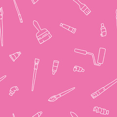 Outline Brush Paint Tube Seamless Pattern Vector illustration Design
