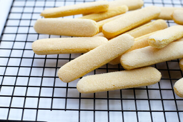 Sponge finger cookies, Italian savoiardi biscuit snack