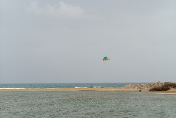 kite surfing on the beach