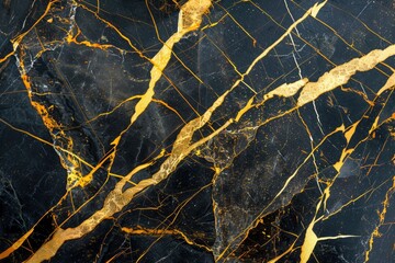 black marble with golden veins, Black marbel natural pattern for background, Gold marble texture with lots of bold contrasting veining, Luxury marbel stone for ceramic floor and wall  - generative ai